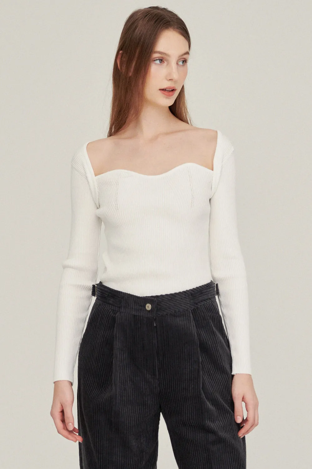 Enid Sweetheart Ribbed Top