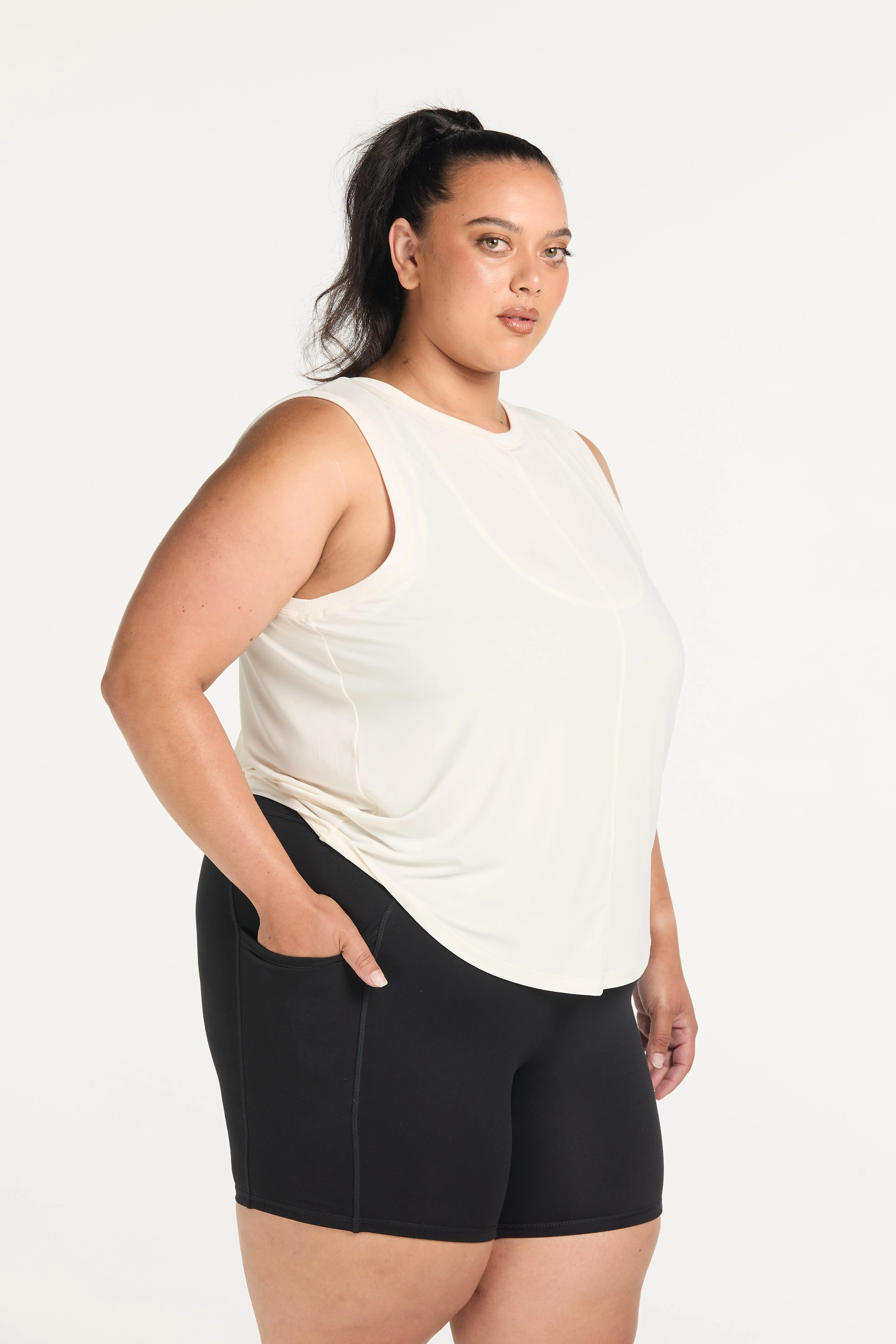 ESSENTIALS OPEN BACK TANK WHITE