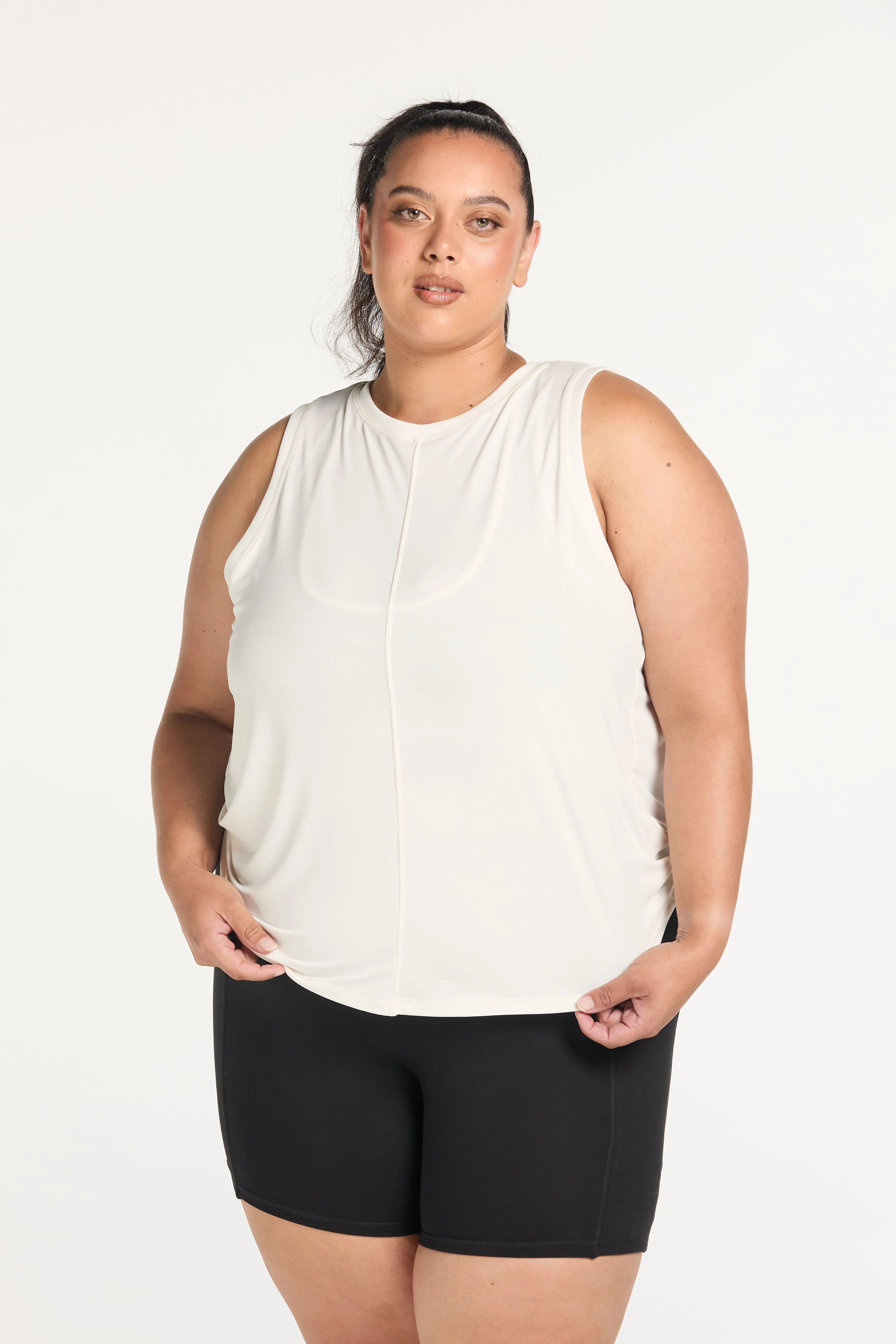 ESSENTIALS OPEN BACK TANK WHITE