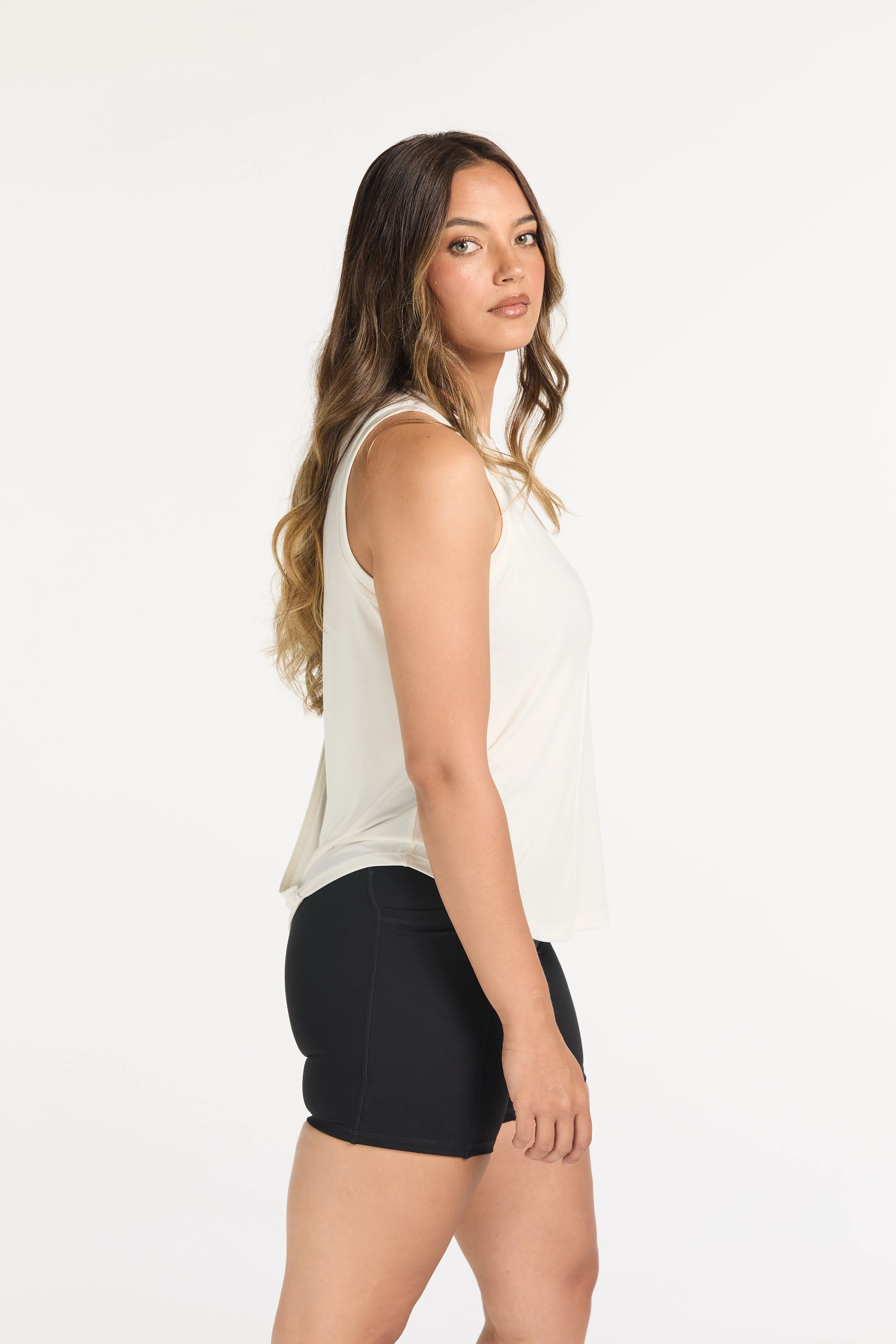 ESSENTIALS OPEN BACK TANK WHITE