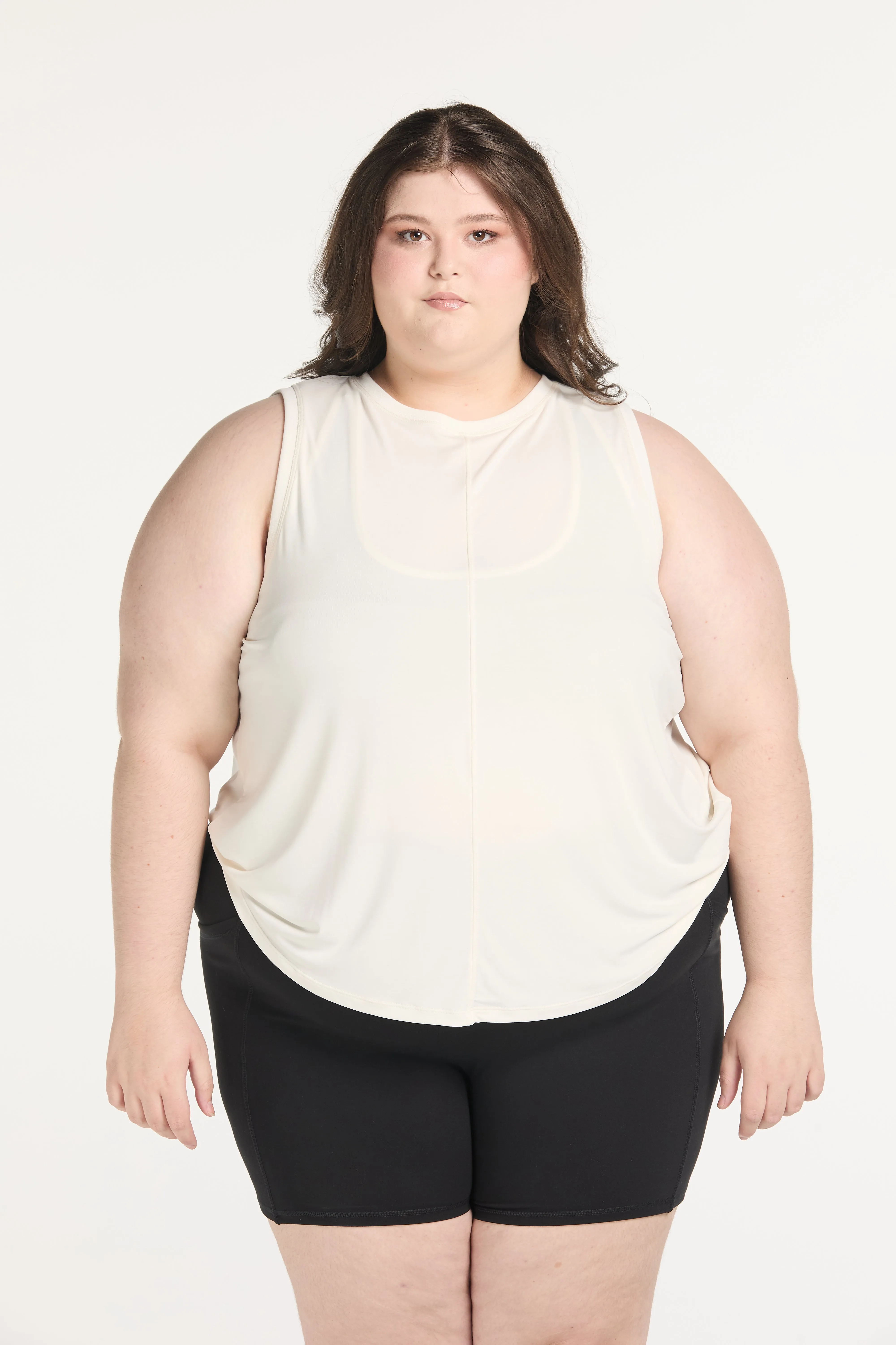 ESSENTIALS OPEN BACK TANK WHITE