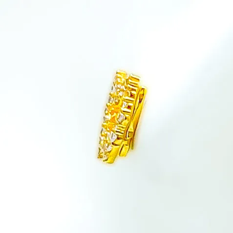 Fashionable Elevated 21k Gold CZ Earrings