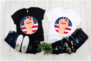 Female Fist Grunge, American Flag T-Shirts, Female First, Girl Empowerment, Female Symbol Shirt, Feminist Movement, Feminism Art Shirt