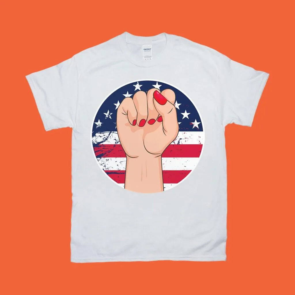 Female Fist Grunge, American Flag T-Shirts, Female First, Girl Empowerment, Female Symbol Shirt, Feminist Movement, Feminism Art Shirt