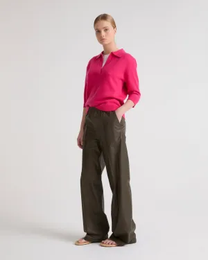 Fine lamb leather loose trousers
