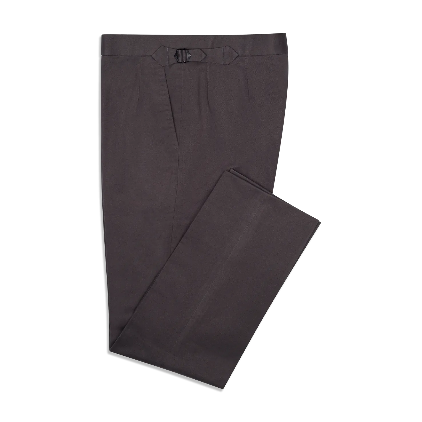 Flat Front Trouser in Grey Brushed Cotton Twill