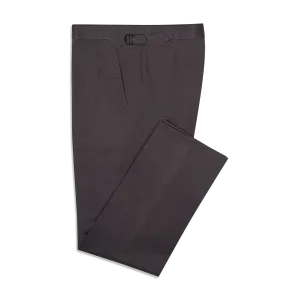 Flat Front Trouser in Grey Brushed Cotton Twill