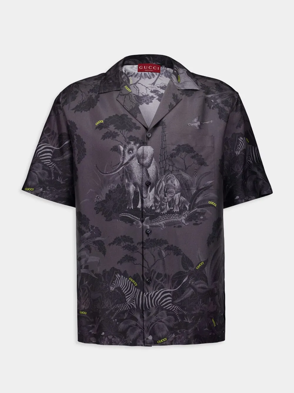 Flora and Fauna Print Silk Shirt