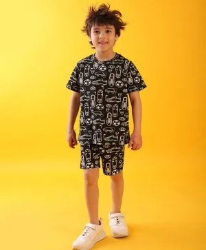FOOTBALL SHOES SUMMER T-SHIRT SHORTS SET - BLACK