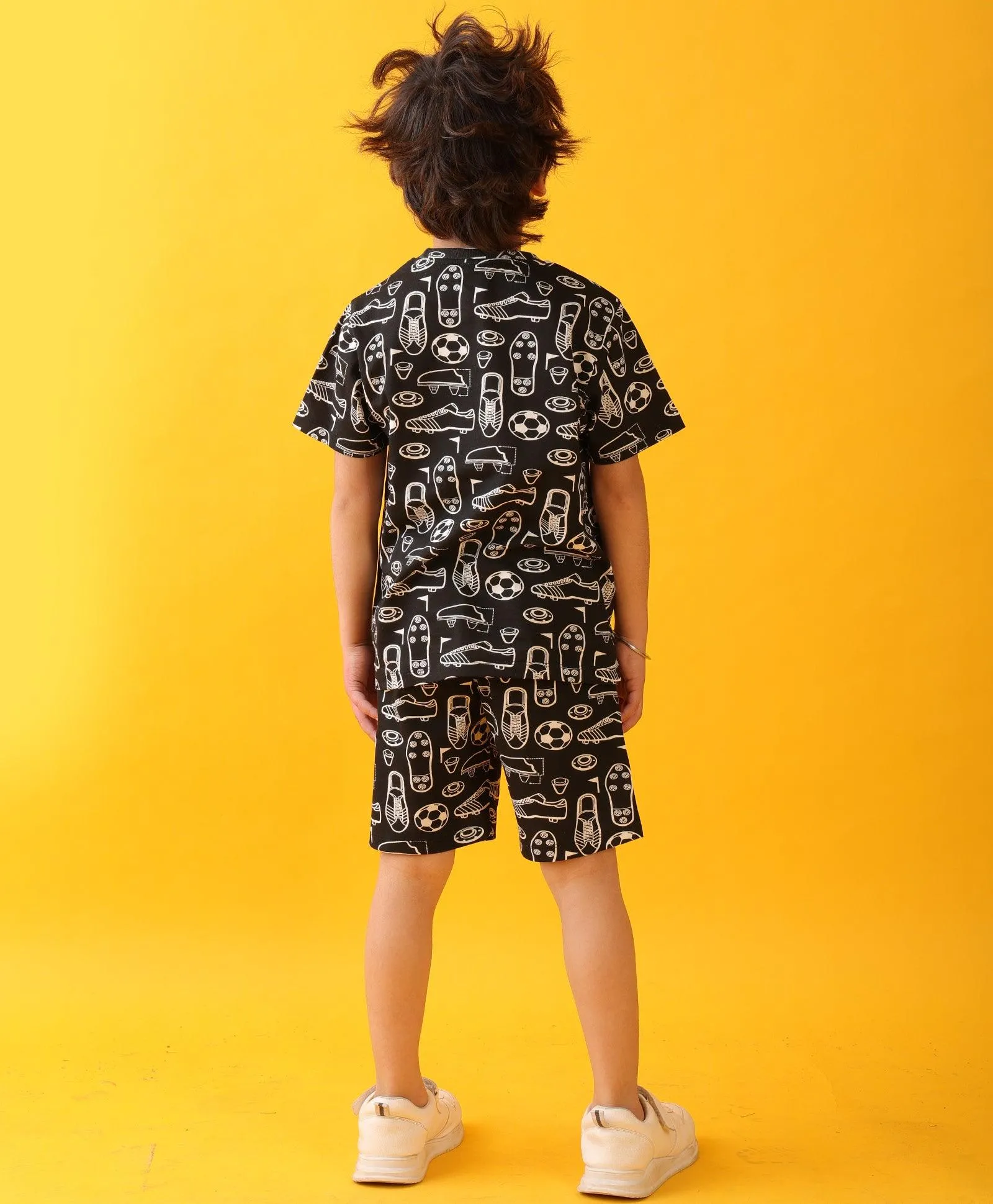FOOTBALL SHOES SUMMER T-SHIRT SHORTS SET - BLACK