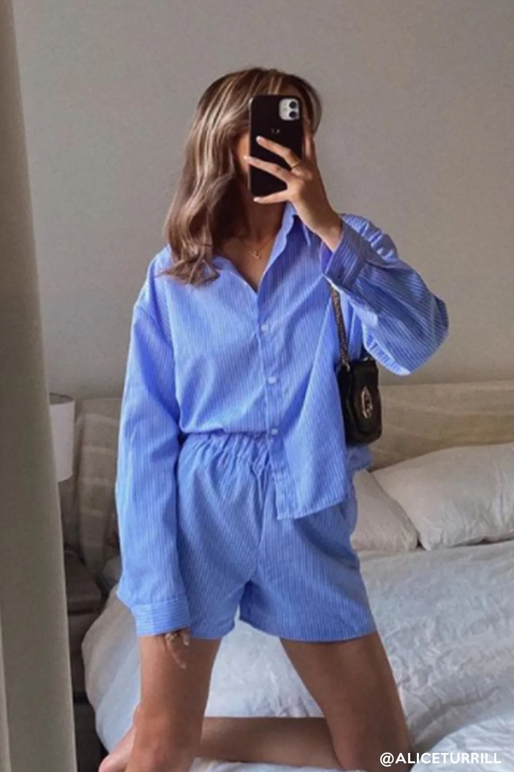 Frank Pin Striped Shirt And Shorts Set