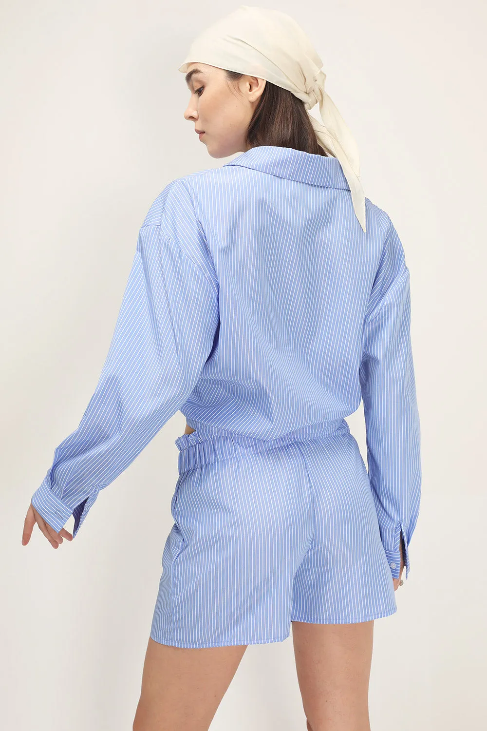 Frank Pin Striped Shirt And Shorts Set