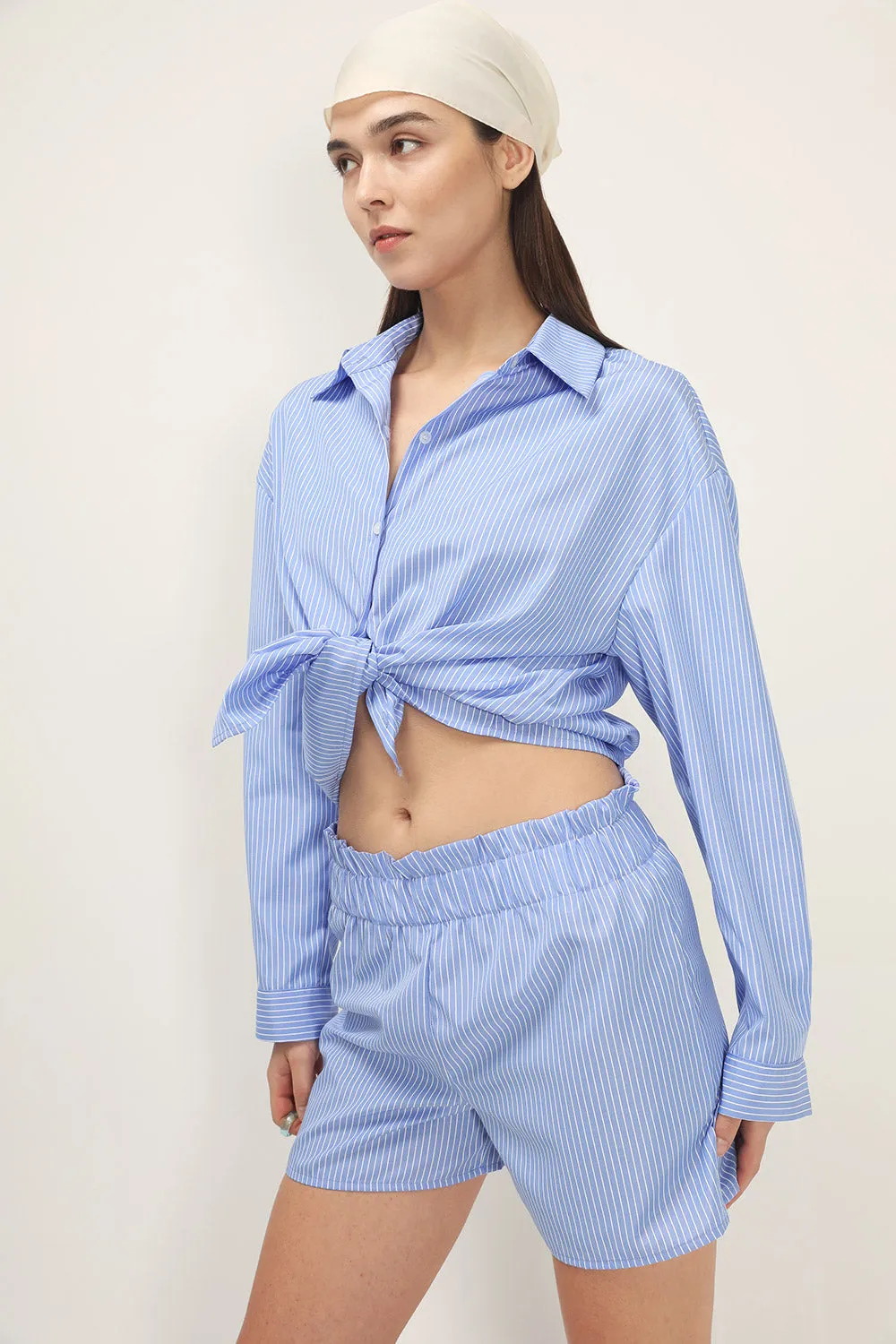 Frank Pin Striped Shirt And Shorts Set