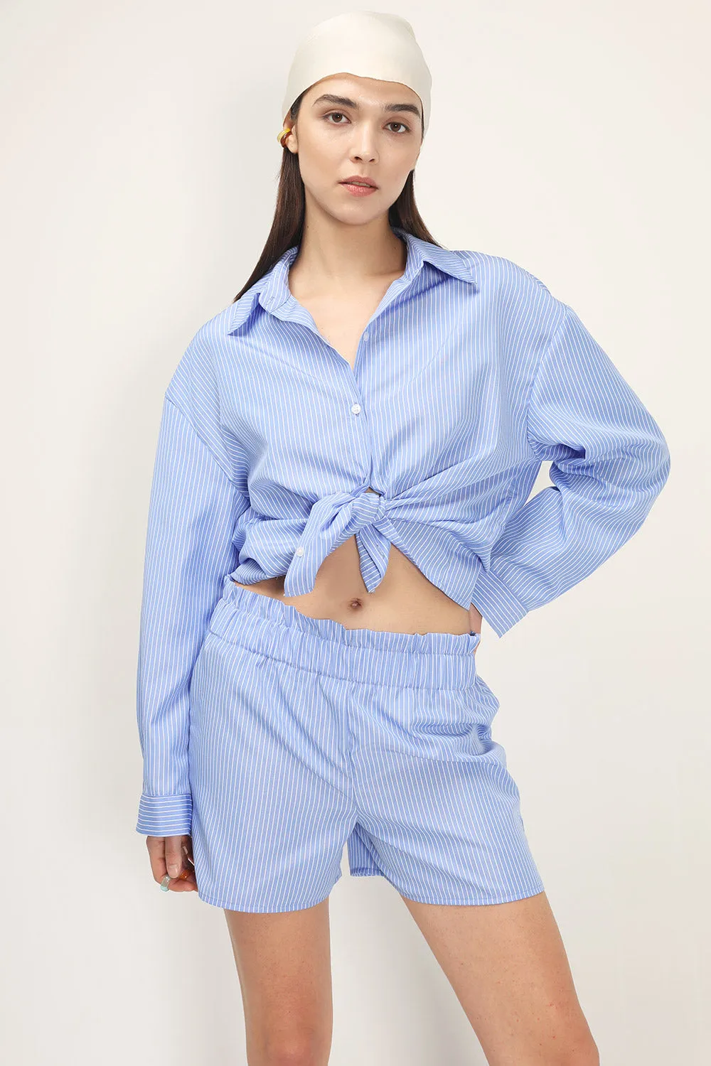 Frank Pin Striped Shirt And Shorts Set