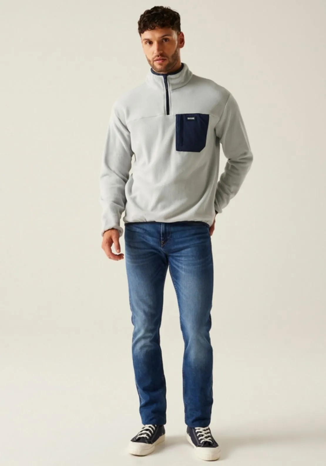 Frankie Full Zip Fleece - Silver Grey/navy