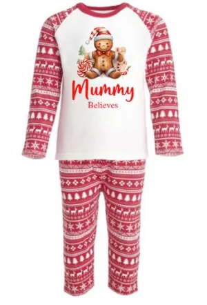 Gingerbread man Personalised Adults Red Christmas print Pyjamas