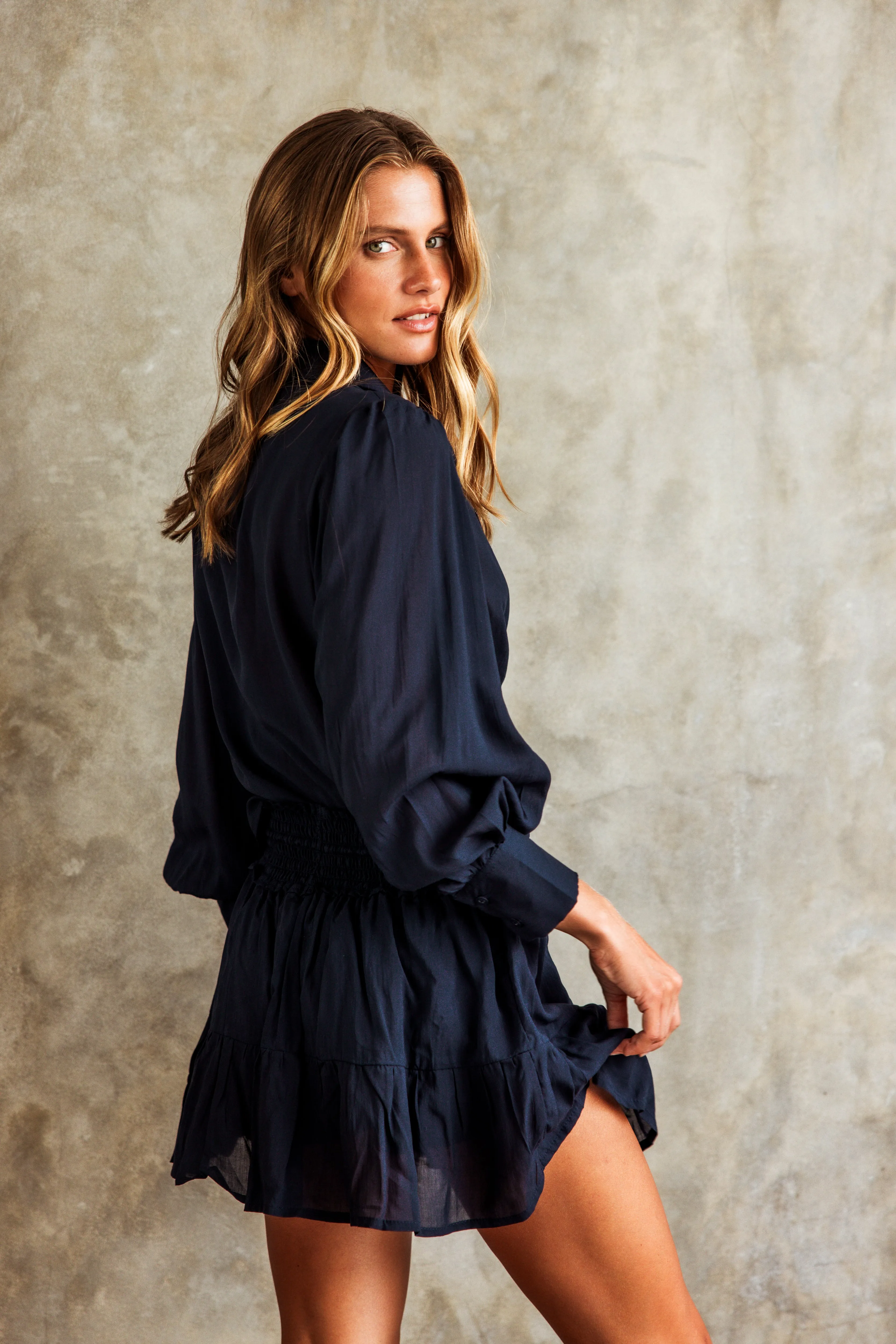GINNY Voile Shirt (Navy)