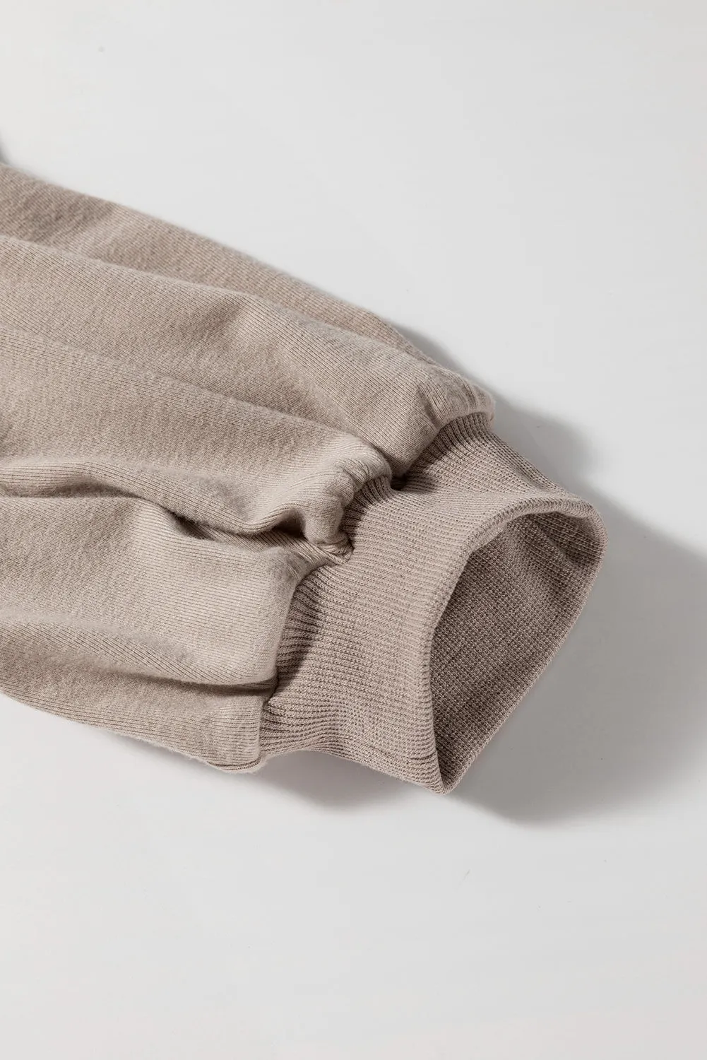 Goat Half Lantern Sleeve Solid Colour Pullover Top
