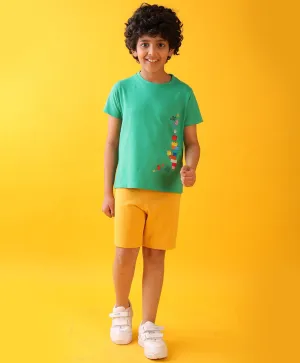 GREEN PLAY MUSTARD BOYS SHORTS SET - GREEN/MUSTARD
