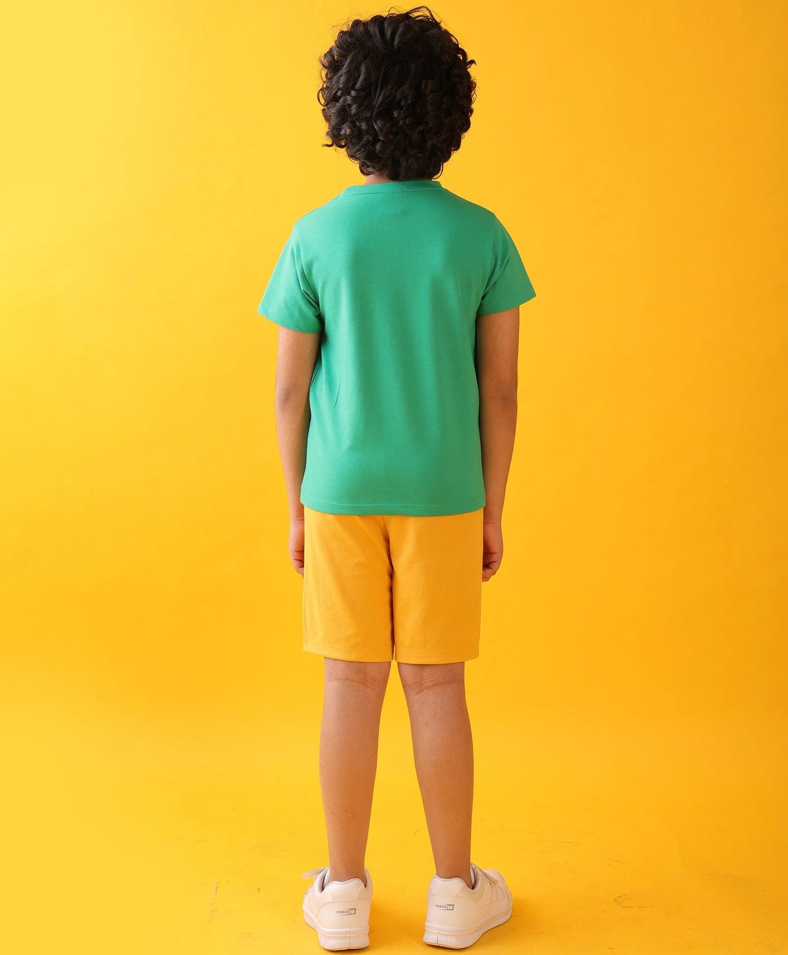 GREEN PLAY MUSTARD BOYS SHORTS SET - GREEN/MUSTARD