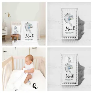 Grey whiteThemed Personalised Cot Set
