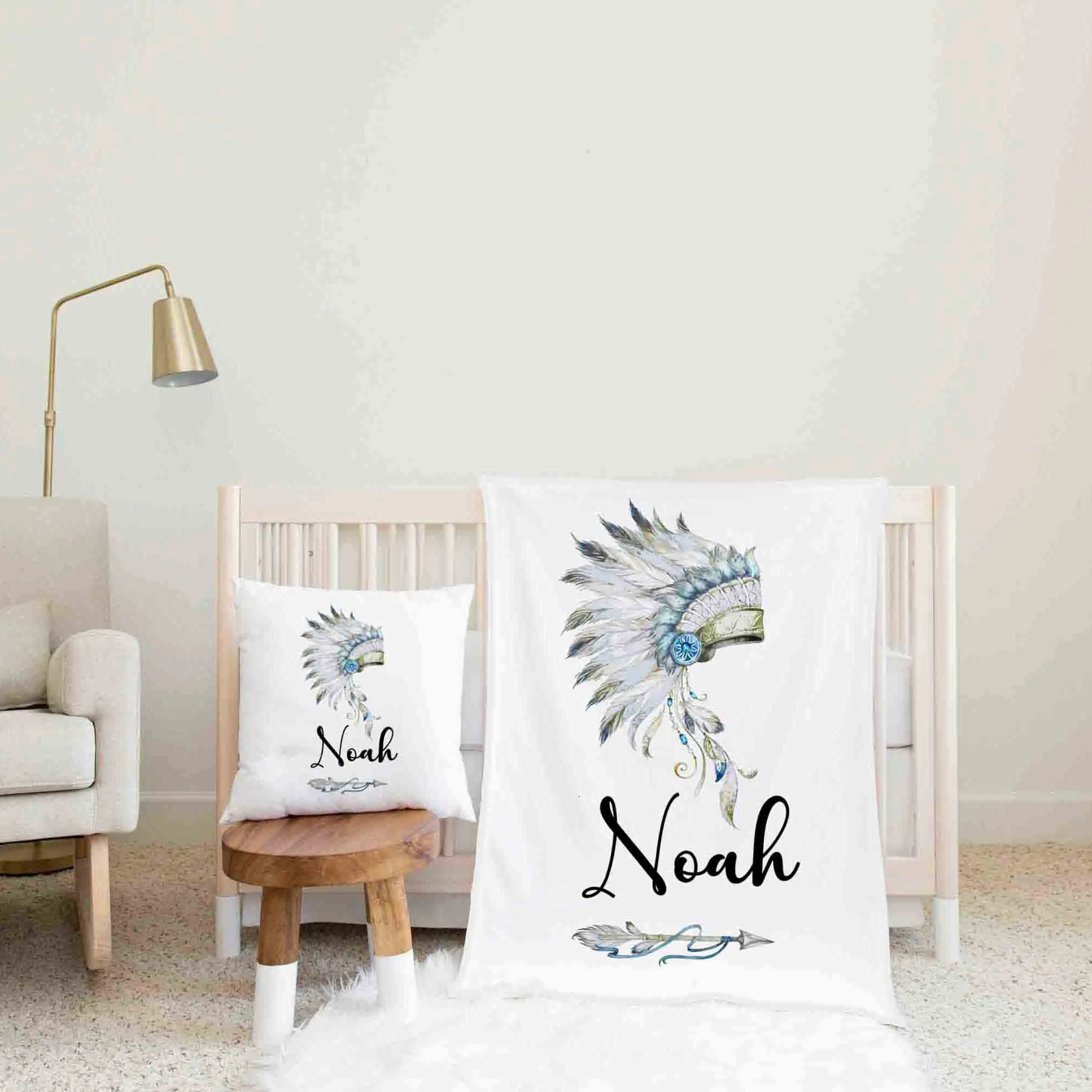 Grey whiteThemed Personalised Cot Set