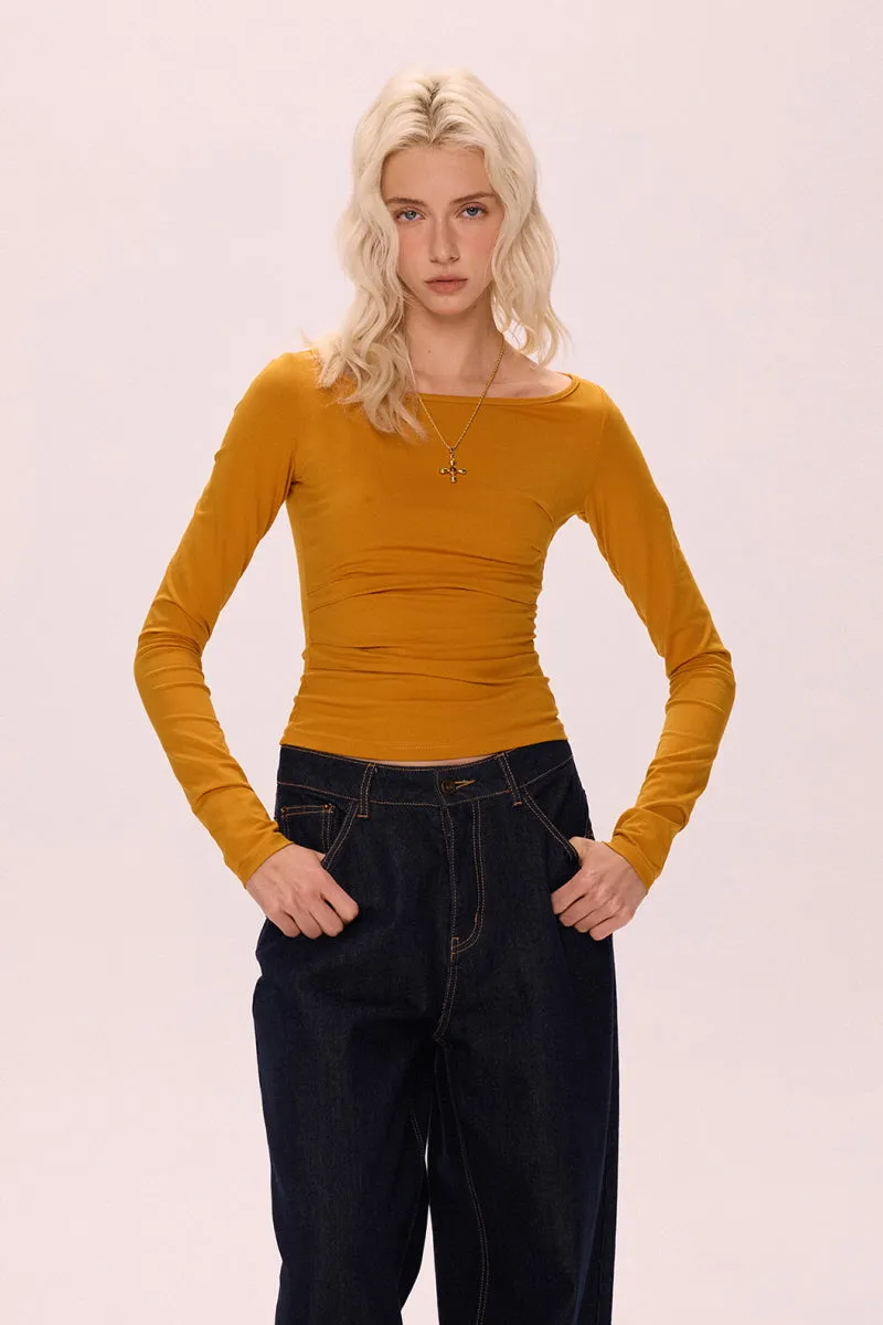 Halter Back Pleated Waist Top