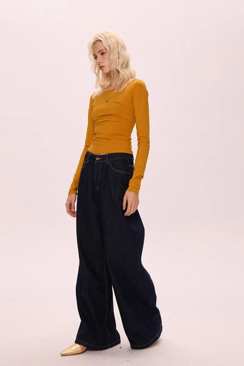 Halter Back Pleated Waist Top