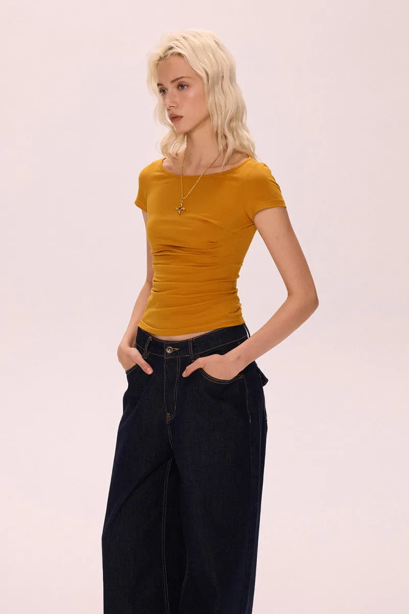 Halter Back Pleated Waist Top
