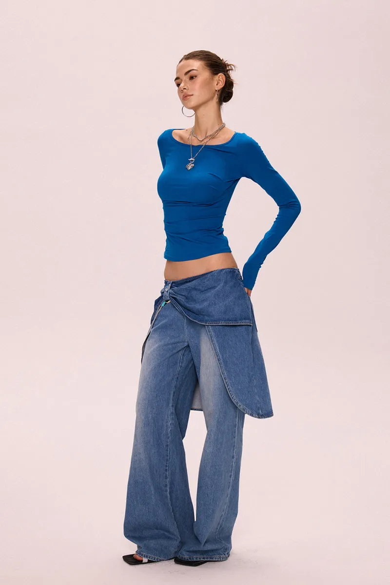 Halter Back Pleated Waist Top