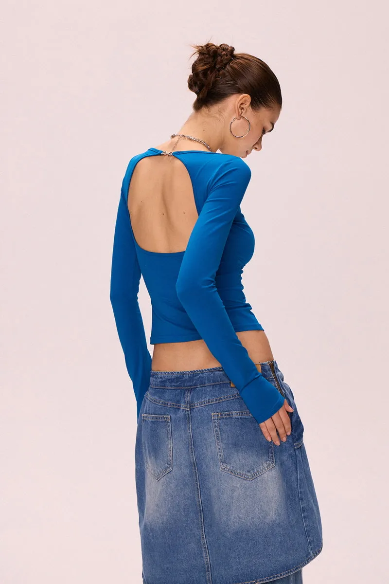 Halter Back Pleated Waist Top