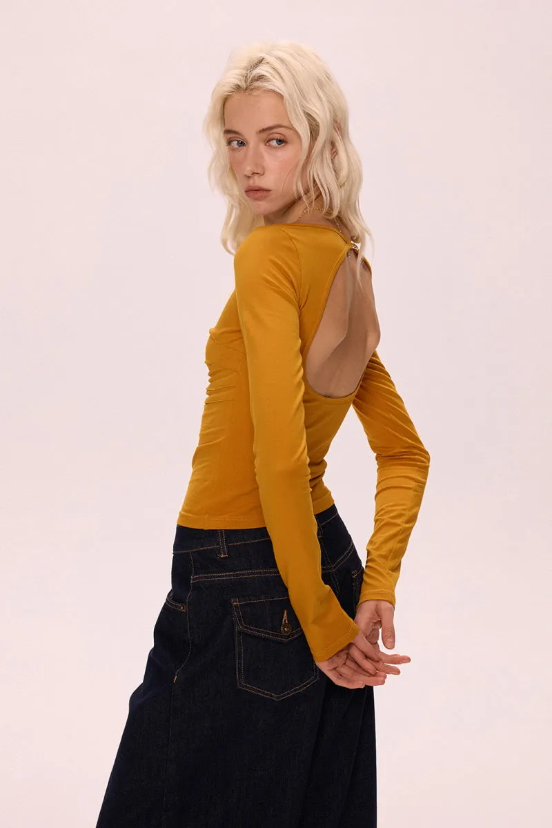 Halter Back Pleated Waist Top