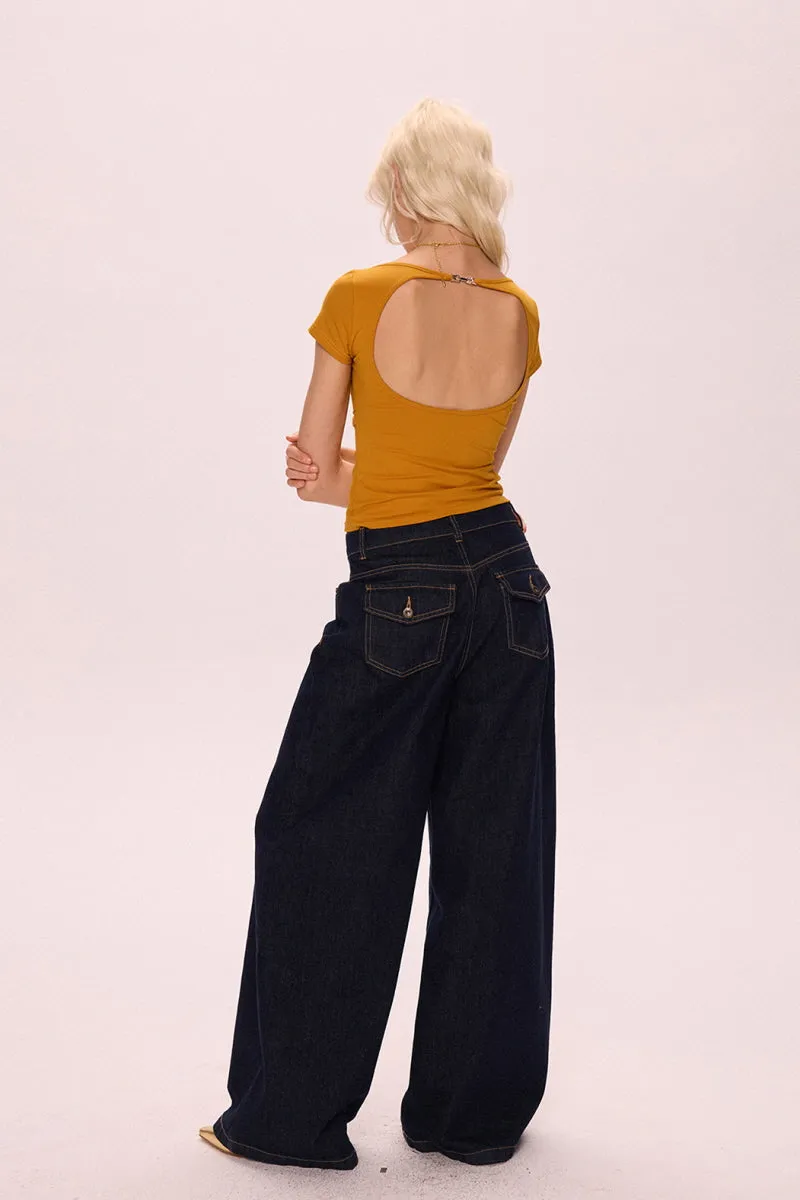 Halter Back Pleated Waist Top