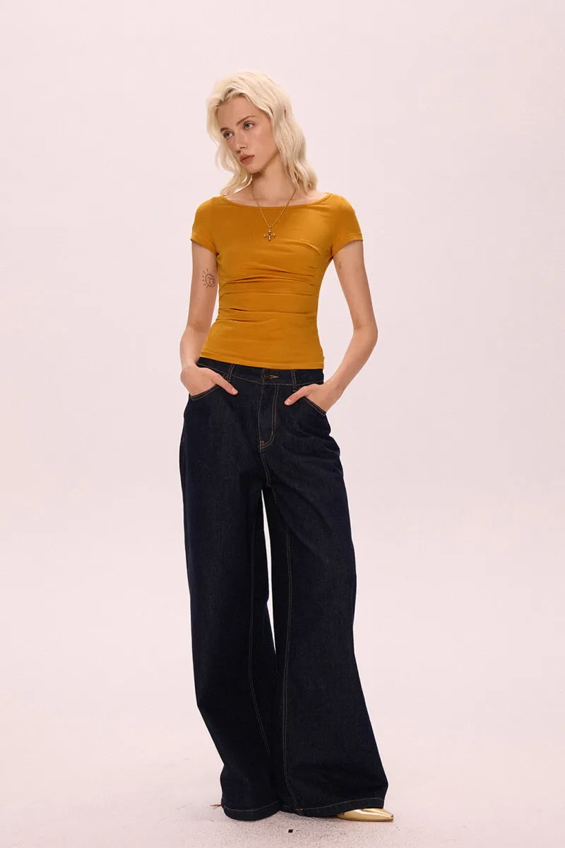 Halter Back Pleated Waist Top