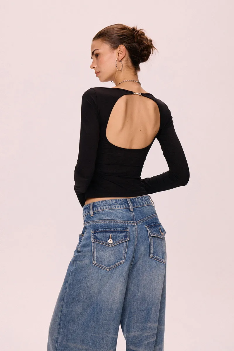 Halter Back Pleated Waist Top