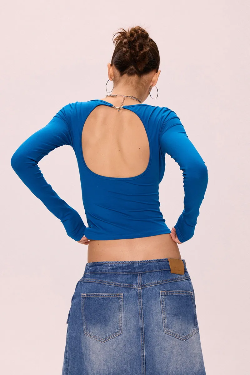 Halter Back Pleated Waist Top
