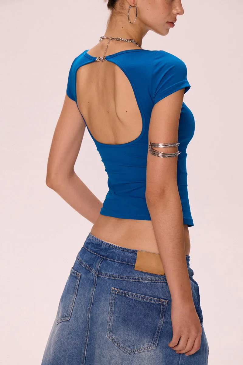 Halter Back Pleated Waist Top