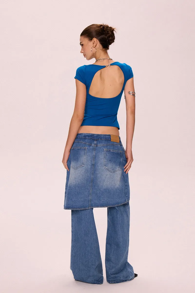 Halter Back Pleated Waist Top