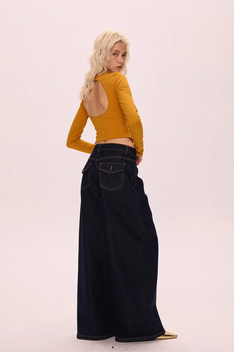Halter Back Pleated Waist Top