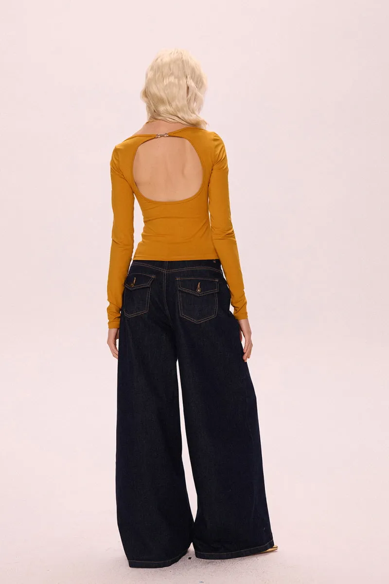 Halter Back Pleated Waist Top