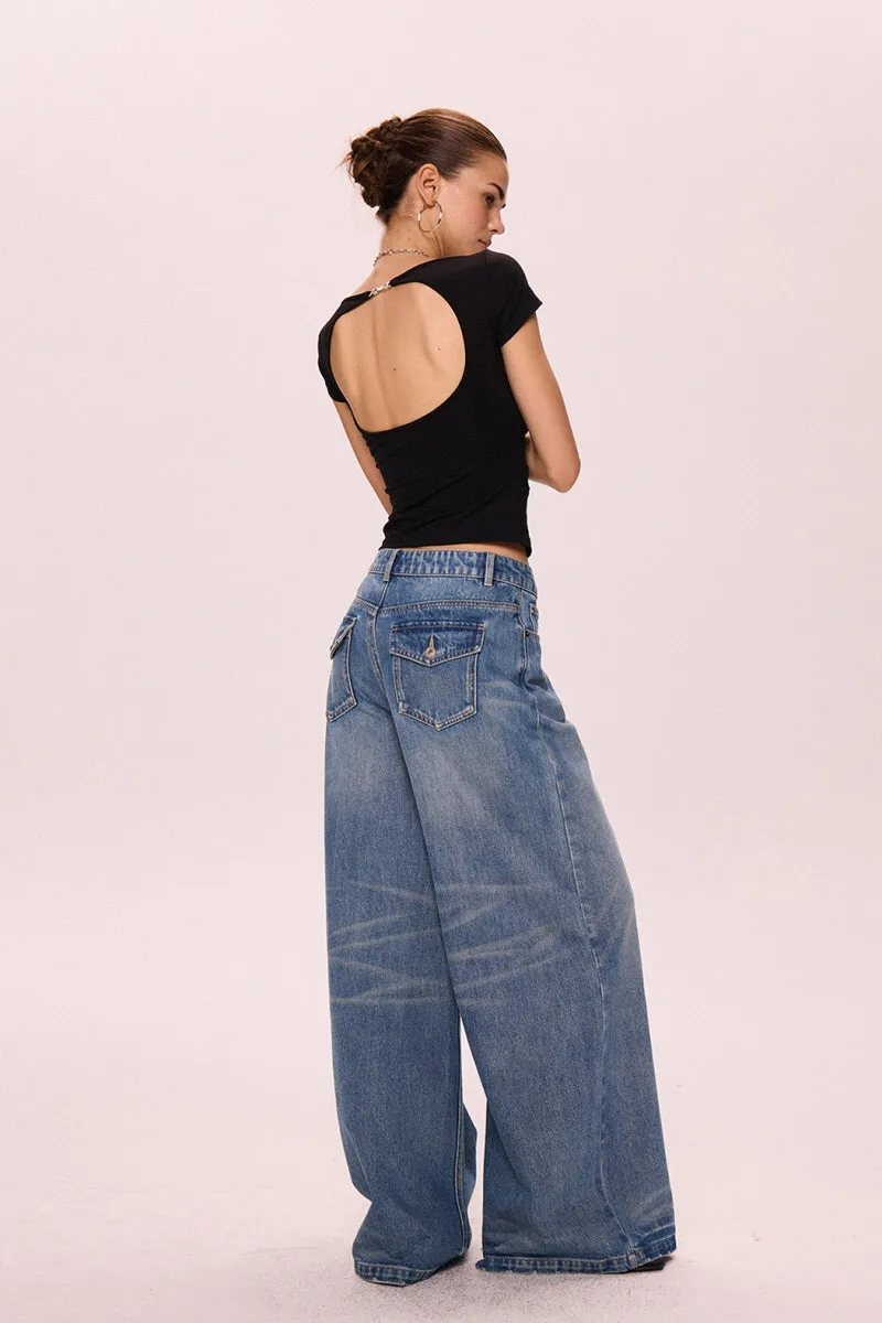 Halter Back Pleated Waist Top