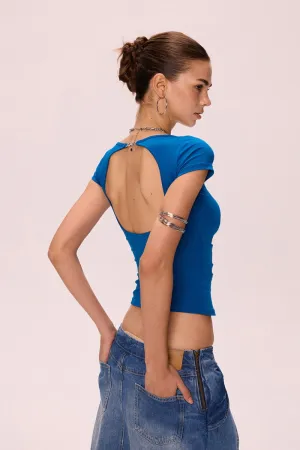Halter Back Pleated Waist Top