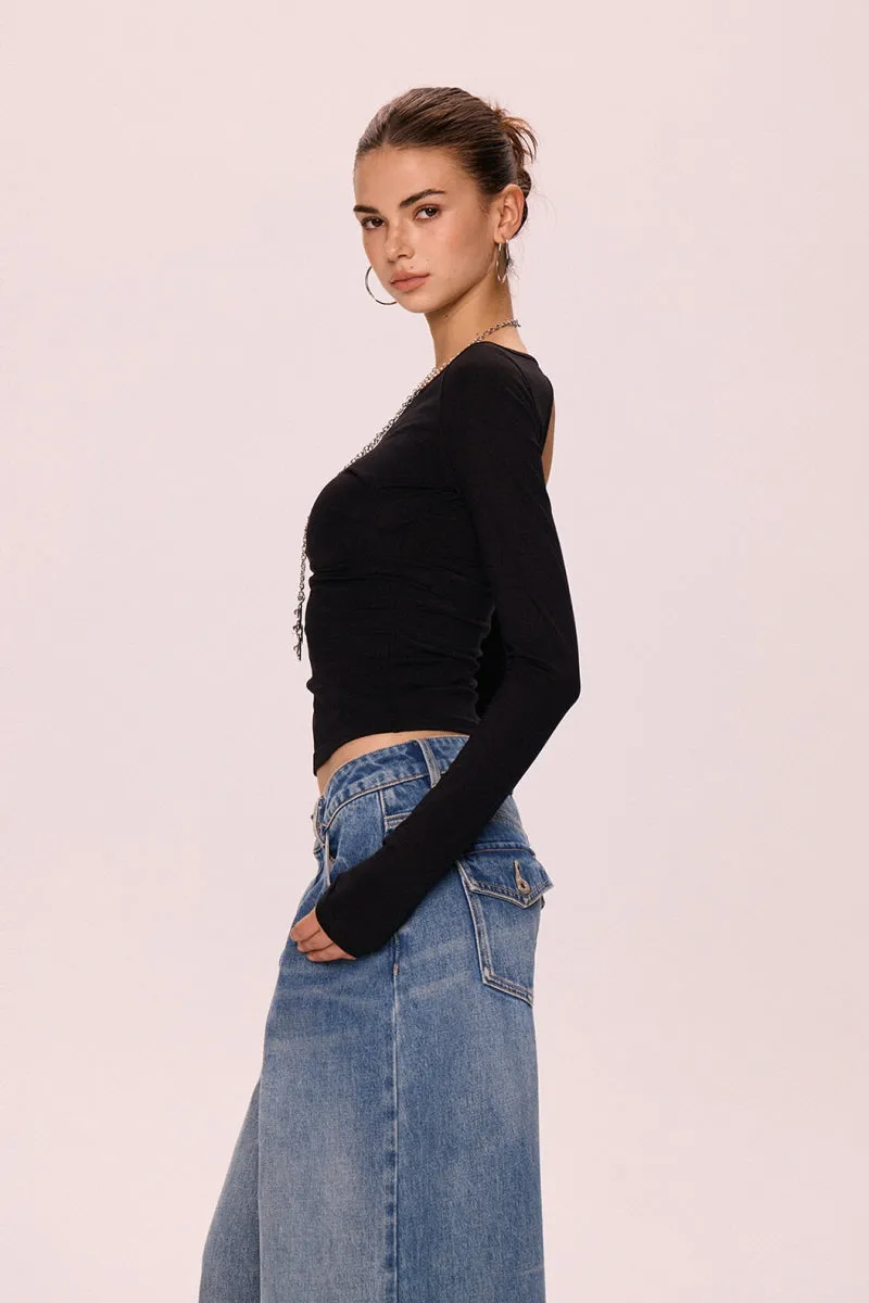 Halter Back Pleated Waist Top