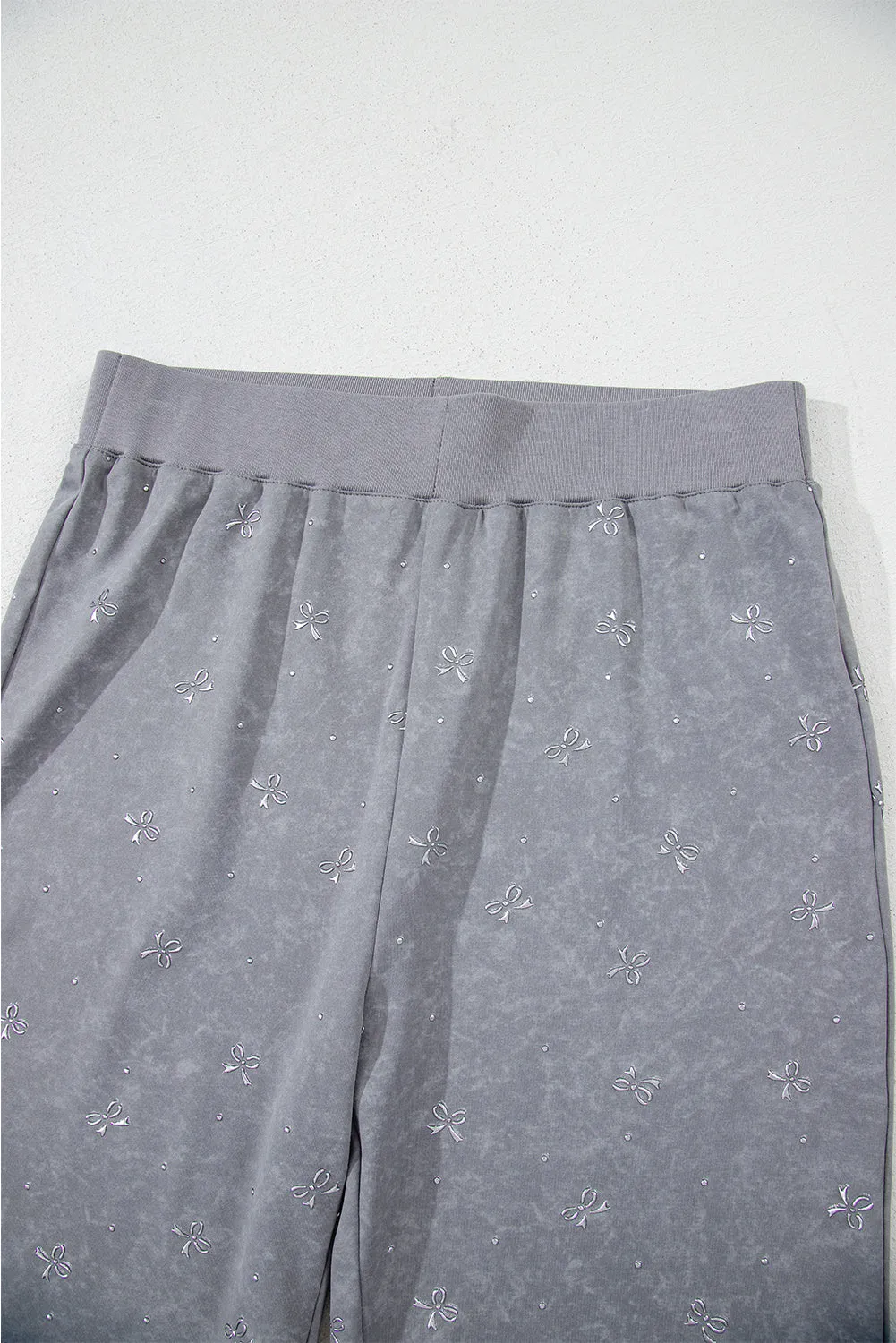High-rise Vintage Mineral Wash V Neck Loose Tee and Biker Shorts Set