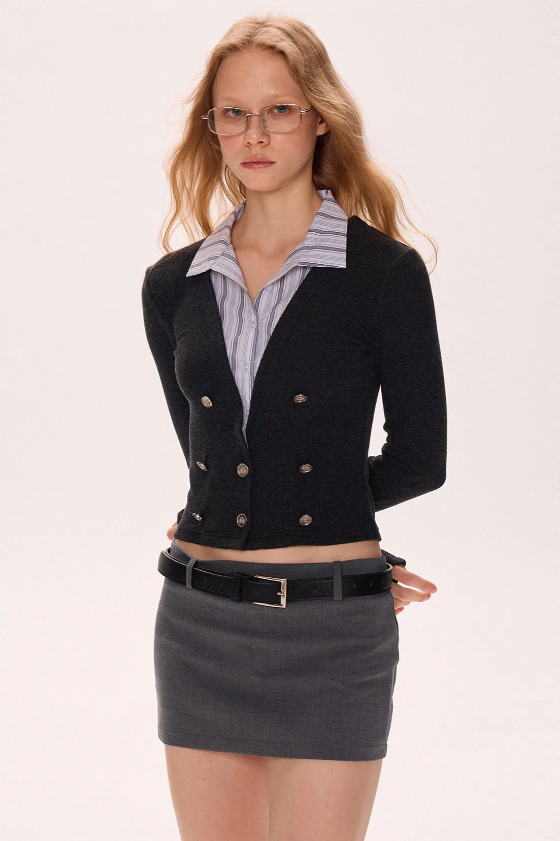 High Texture Two-Piece Effect Top