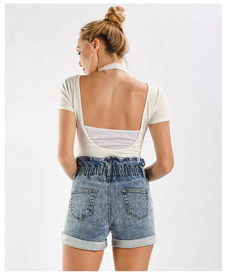 HIGH WAIST LOOSE WIDE LEG DENIM SHORTS