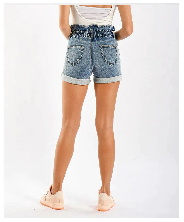 HIGH WAIST LOOSE WIDE LEG DENIM SHORTS
