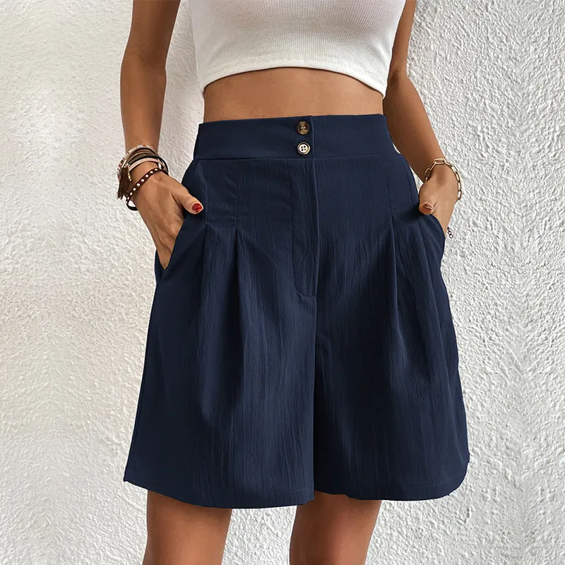 High-Waisted Loose Wide Leg Shorts