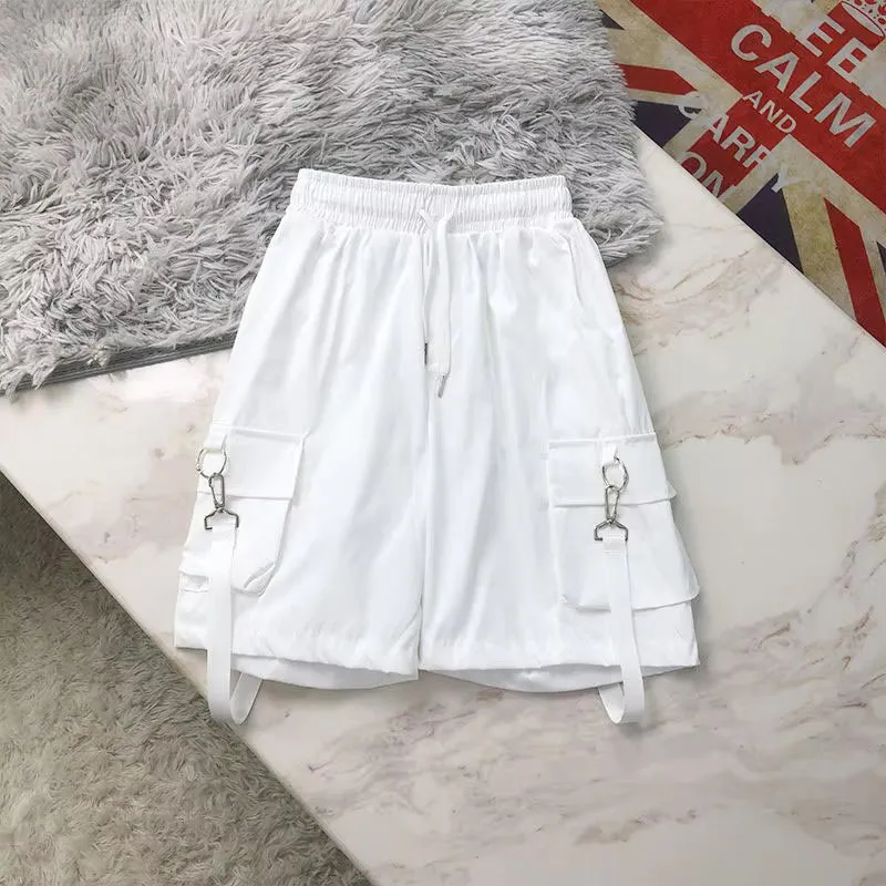 Hip Hop Elastic Waist Cargo Shorts