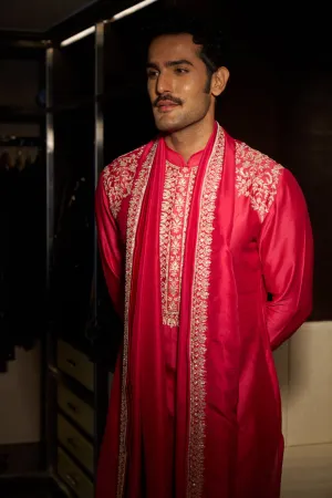 Hot Pink  Thread Embroidered Kurta
